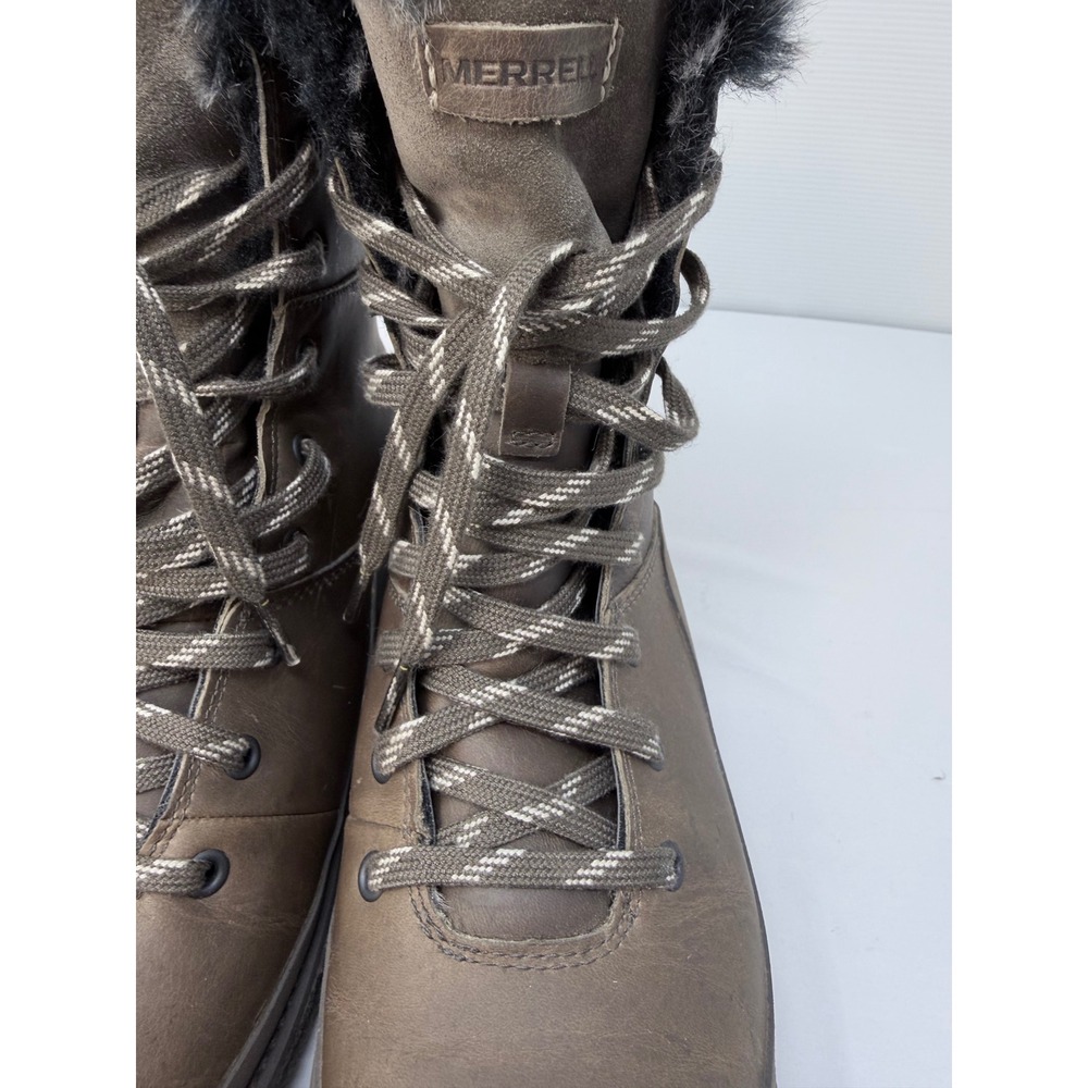 Merrell M-Select DRY Waterproof Brown Leather Faux Fur Winter Boots Womens - Picture 4 of 12